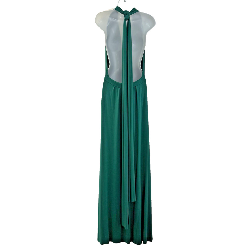 Tart Emerald Green Halter Maxi Dress Backless Plunging Grecian Modal M - Picture 2 of 14
